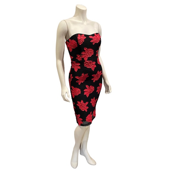 Mystic Floral Rose Appliqué Mesh Bodycon Dress - Picture 2 of 14